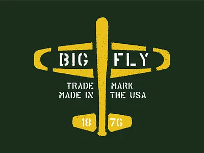Big Fly Brigade badge baseball baseball bat bat family flying military plane retro stencil support vintage