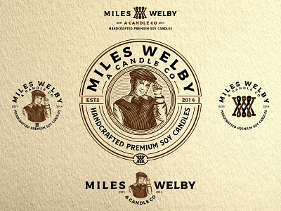 Miles Welby branding candle character emblem engraving etching hand drawn illustration line art logo monogram newsie old school scratchboard vagabond vector vintage woodcut