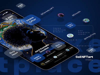 NFT Marketplace - Mobile app app app design auction bid blockchain button crypto currency design market mobile app nft nft artwork nftart offer ui