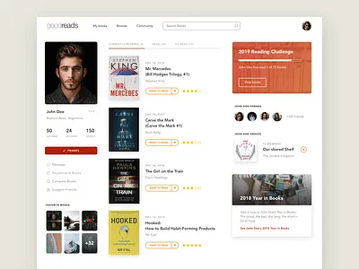Goodreads Re-Design Concept dasboard goodreads profile re design re design ui user ux