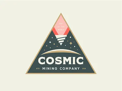 Cosmic Mining pt.1 badge branding drill lockup logo mining planet space stars