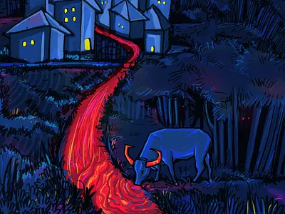 Hometown art blue comics dark design drawing earth eye human illustration landscape monster society vector