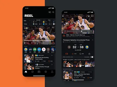 The Reel - Sports Entertainment App app entertainment icons interaction design ios media mobile prototype sports ui ux video