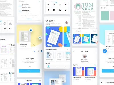 EZY - CV Builder App android app apply builder case study cover letter cv app cv editor cv maker cv template design easy cv maker editor ios job app luova studio resume template editor ui ux