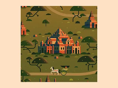 Myanmar Map asia city flat horse landscape map myanmar
