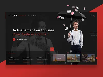 ☂️💻 Gus Illusionist — Website Concept black dailyui dailyux dailywebdesign magician red ui uidesign ux web webdesign website