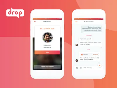 Drop App app chat communication design doctor drop ios logo medical minimal patient ui ux