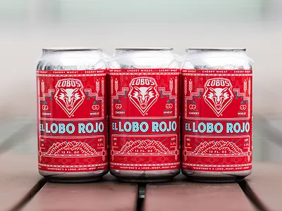 El Lobo Rojo Beer label beer beer label branding brewery cherry illustration label monoline mountain new mexico wheat