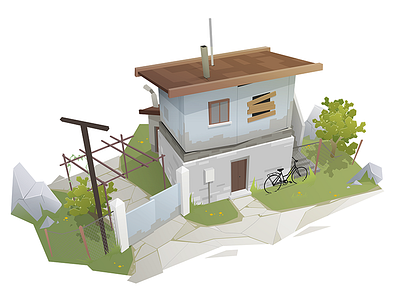 Abandoned house abandoned artwork bicycle concept conceptart design digital art drawing environment environment art house illustration old sekond war