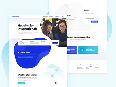 deHuyskamer — Marketingpage blob design system fluid design element landingspage marketing website playfull design real estate landingspage rounded design search field
