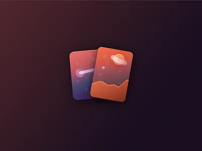 Space cards card gradient illu illustration planet skeumorphic space space art