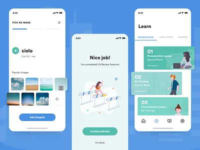 Fluent Forever mobile app app design illustration mobile product ui ux