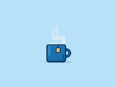 Cup O' Tea blue cup cup of tea flat illustration mug tea tea bag vector