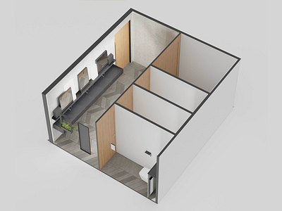 Modular Toilet Unit 3d building design industrial mockup modular office smart toilet wc
