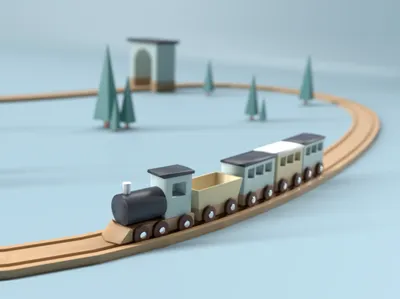 Low Poly Train Toy 3d blender blender3d illustration low poly toy train wood