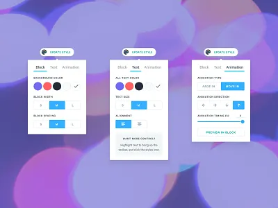 Style shortcuts panel animation branding color design palette product style text
