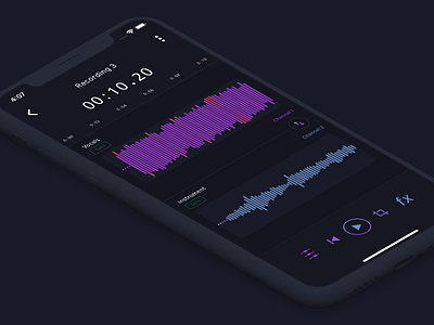 Go Record - Edit Screen app audio dark design interface ios iphonex mobile music player recorder sound ui ux waveform