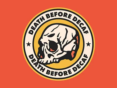 Death Before Decaf - Coaster badge coaster illustration skull