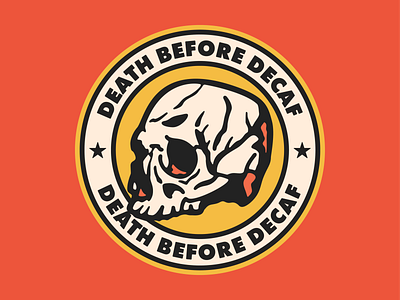 Death Before Decaf - Coaster badge coaster illustration skull