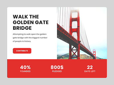 Daily UI #032 / Crowdfunding Campaign adobe xd bridge challenge daily 100 challenge daily ui days design funding golden gate illustration illustrator pledged red typography ui ux