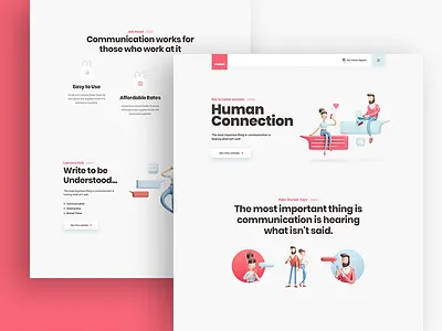 Human Connection Modern Landing Page 3d art colorful design flat illustration isometric landing landing page type typography ui ux vector web website