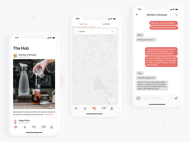 "Beewed" Smart Wedding Organizer advertise animation design ios map ui messenger mobile app motion ui wedding app