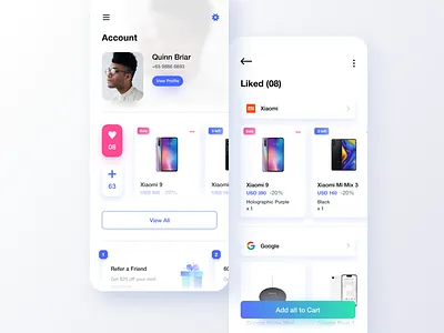 Light Themed UI 3 app clean design gallery interface leftalign leftaligned lights marketplace minimal minimalism ui ux white