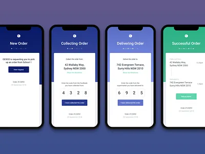 Food Delivery + Tracking Mobile App app blockchain blue delivery design food gradient mobile tracking ui