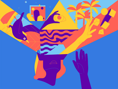 Digital worlds adobe bird digital eye hands illustration palms vector virtual reality