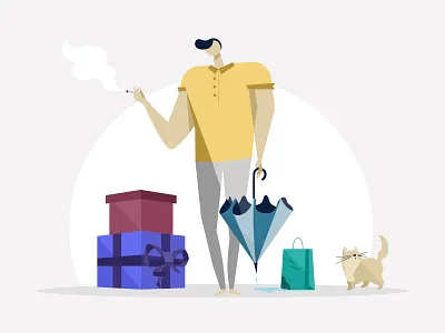 E-Commerce illustration🌬 buy cat cigarette design e commerce ethworks flat illustration illustration art shopping umbrella vector