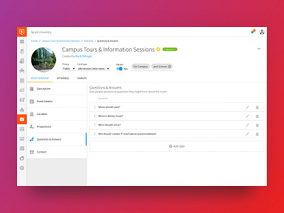 Element451 - Events crm dashboad education event flat material design promotion publish rsvp sketch ui ux