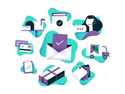 Illustrations app branding card design ecommerce flat gradient icon illustration mail market payment simple ui vector