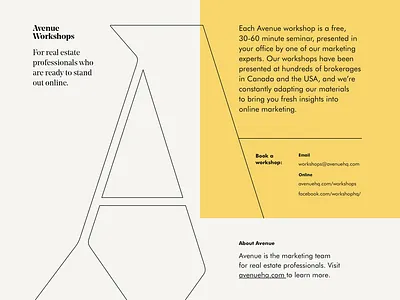 Avenue Workshops avenue brand brochure print type workshop yellow