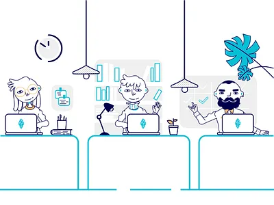 Dragonglass Explainer animation blockchain business character design crypto illustration laptop man person woman work