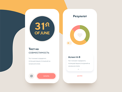 Relationship app 3 color 31st app bar chart blue design june love mobile pink radial bar relationship test ui yellow