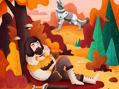 Kings dream of iron wolves bushes color forest graphic design illustration iron king legend nature photoshop plants simple story trees wolf