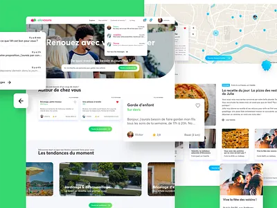 Home Concept allovoisins blog cards concept design homepage map