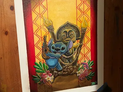 Maui and Stitch acrylics disney maui paint poly lobby stitch walt disney world wdw