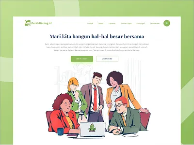 Gerak Bareng branding design ecommerce homepage illustration intro office procreate service team website