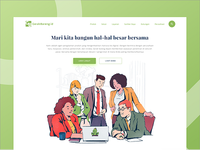 Gerak Bareng branding design ecommerce homepage illustration intro office procreate service team website