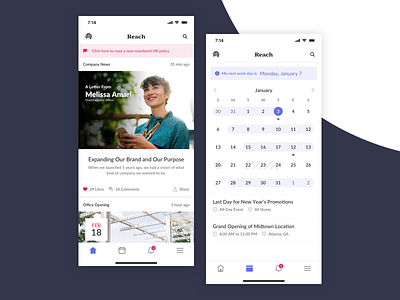 Corporate Communications App 8 point grid app calendar communications feed newsfeed