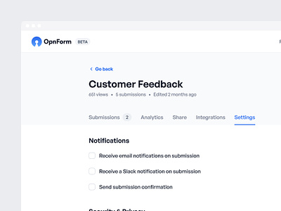 Form Settings account checkboxes dashboard form builder form creator form details form editor form inputs forms notifications saas settings ui ui design ux ux design web app