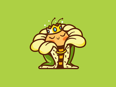Queen Bee brand cute branding colorful nature crown honey beauty cartoon identity logo symbol illustration fun outline queen bee icon