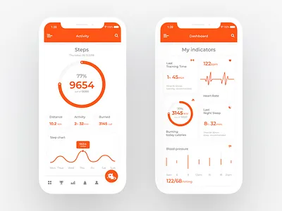 Concept - Fitness Activity App activity app card concept design fitness graphic home minimal orange ui ux web website