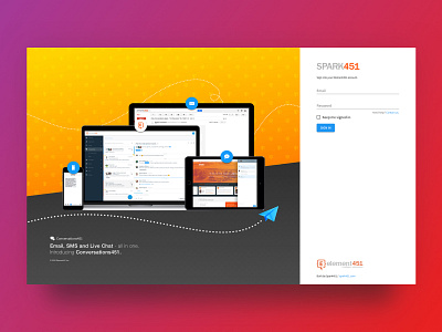 Element451 - Conversations Login Screen chat app conversational ui login design login page marketing visual