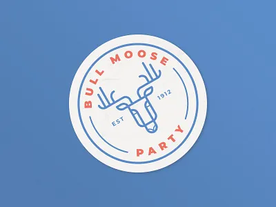 BULL MOOSE PARTY: THE COASTER badge branding coaster contest derek mohr graphic design logo moose politics progressive teddy roosevelt typography