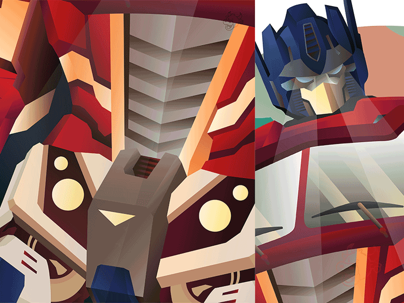 Optimus Illustration 80s 90s cartoon character drawing gradient illustration nerd nerdy optimus optimus prime robot science fiction scifi transform transformers vector vehicle