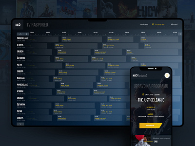 TV program dark photoshop program schedule table tv ui ux yellow
