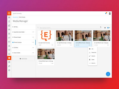 Element451 - Media Manager crm dashboad dashboard app file explorer file manager flat manager material design media sketch web
