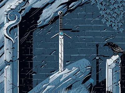 The Sword drawing fairytale illustration knight medieval monochrome sword texture